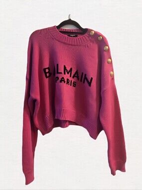 Balmain Fuchsia Sweater with Gold Hardware